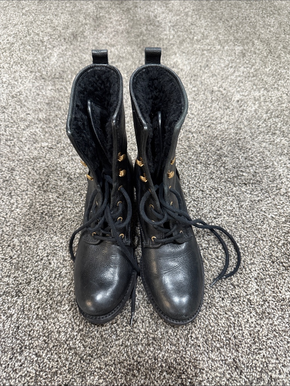 Hunter Black Lace-Up Women's Combat Boots